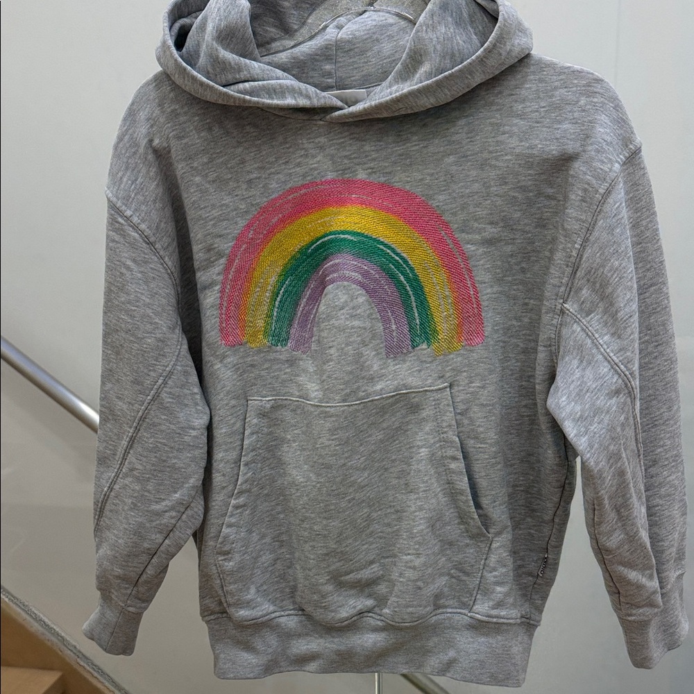 Molo Gray Hoodie with Colorful Rainbow size 7